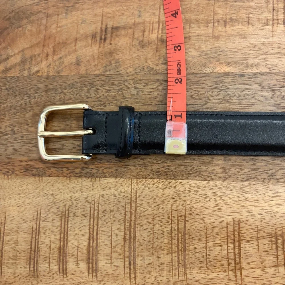 Mens Aniline Leather Dress Belt 36 Black Gold Buckle Made USA Cashmere Cowhide